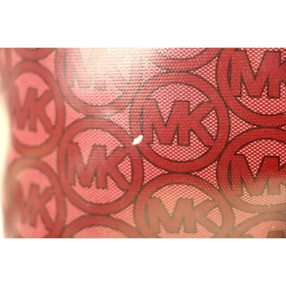 Large Michael Kors BURGUNDY COATED CANVAS LOGO SHOULDER BAG TOTE HANDBAG PURSE
